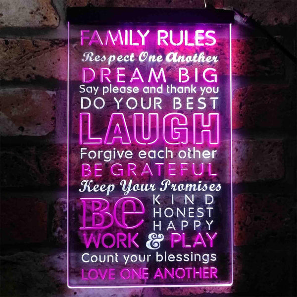 ADVPRO Family Rules Dream Big Living Room Decoration  Dual Color LED Neon Sign st6-i3921 - White & Purple
