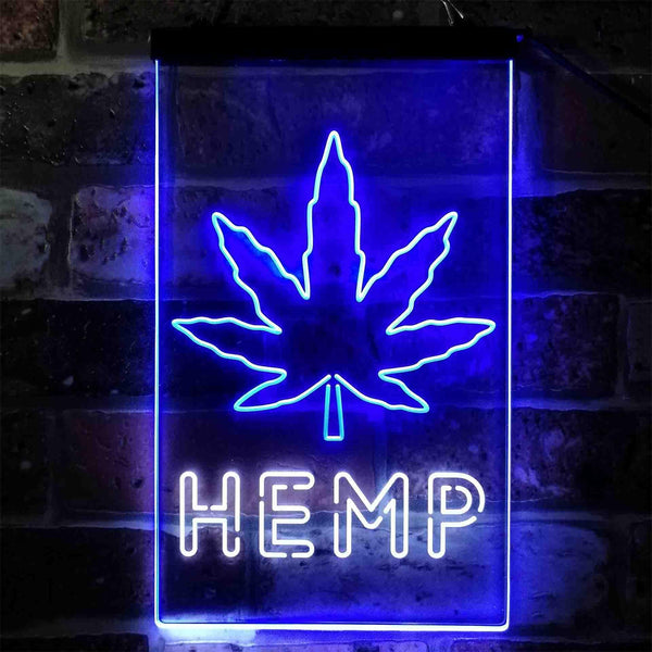 ADVPRO Hemp Leaf High Live Home Decoration  Dual Color LED Neon Sign st6-i3925 - White & Blue