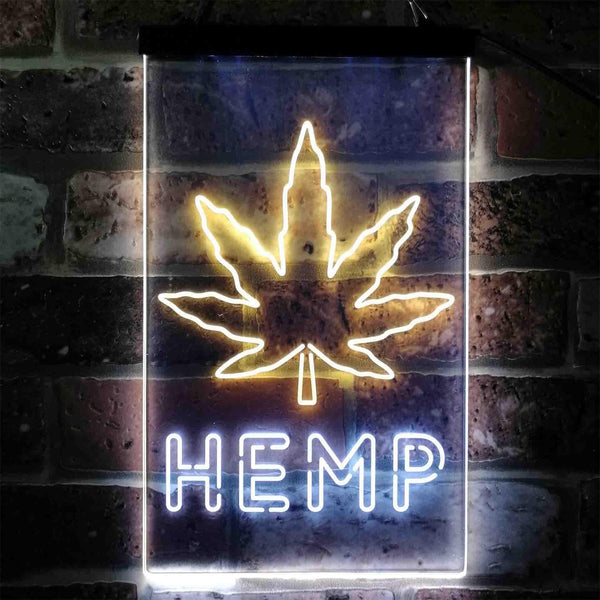 ADVPRO Hemp Leaf High Live Home Decoration  Dual Color LED Neon Sign st6-i3925 - White & Yellow