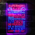 ADVPRO Superhero Rules Wear Cape Jump Run Fly Kid Room  Dual Color LED Neon Sign st6-i3926 - Blue & Red