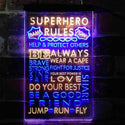 ADVPRO Superhero Rules Wear Cape Jump Run Fly Kid Room  Dual Color LED Neon Sign st6-i3926 - Blue & Yellow