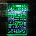 ADVPRO Superhero Rules Wear Cape Jump Run Fly Kid Room  Dual Color LED Neon Sign st6-i3926 - White & Green