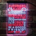 ADVPRO Superhero Rules Wear Cape Jump Run Fly Kid Room  Dual Color LED Neon Sign st6-i3926 - White & Red