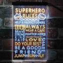 ADVPRO Superhero Rules Wear Cape Jump Run Fly Kid Room  Dual Color LED Neon Sign st6-i3926 - White & Yellow