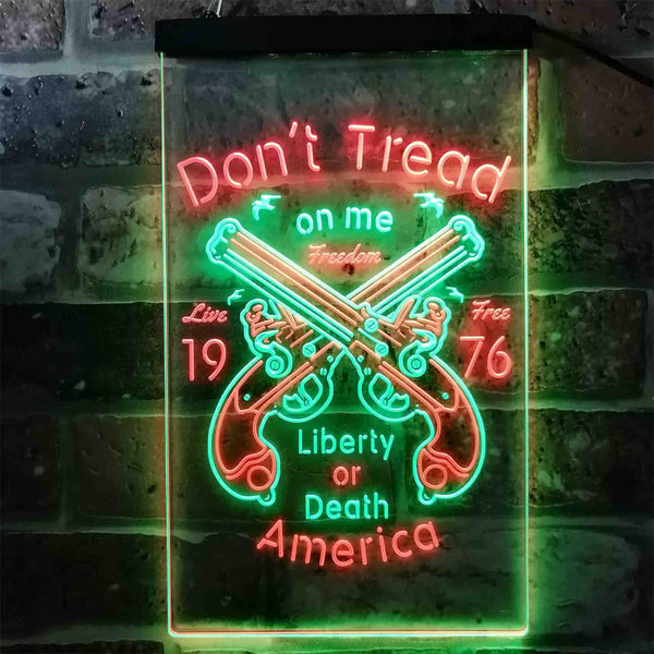 ADVPRO Don't Treat on Me Liberty or Death America Gun 1976  Dual Color LED Neon Sign st6-i3931 - Green & Red