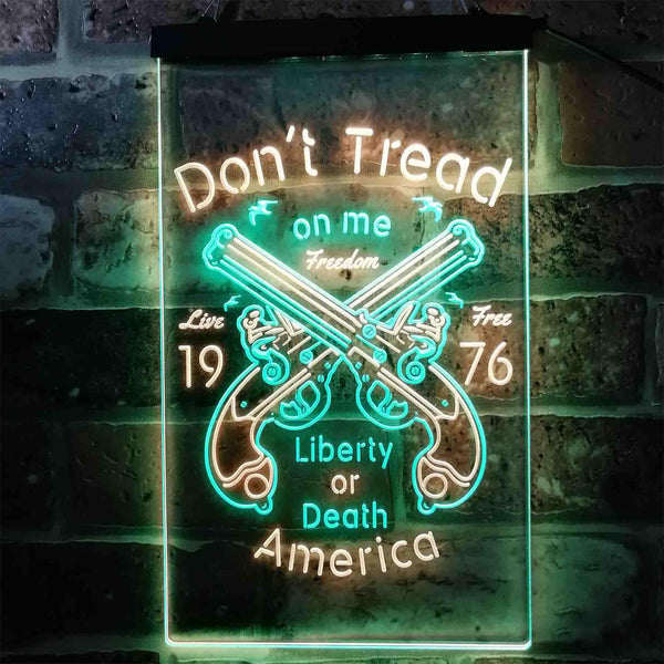 ADVPRO Don't Treat on Me Liberty or Death America Gun 1976  Dual Color LED Neon Sign st6-i3931 - Green & Yellow