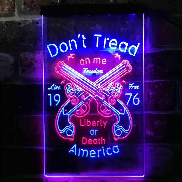ADVPRO Don't Treat on Me Liberty or Death America Gun 1976  Dual Color LED Neon Sign st6-i3931 - Red & Blue
