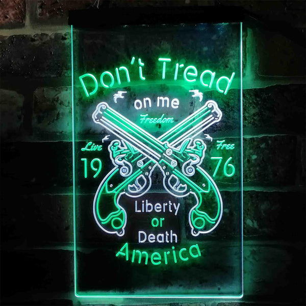 ADVPRO Don't Treat on Me Liberty or Death America Gun 1976  Dual Color LED Neon Sign st6-i3931 - White & Green