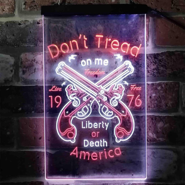 ADVPRO Don't Treat on Me Liberty or Death America Gun 1976  Dual Color LED Neon Sign st6-i3931 - White & Orange