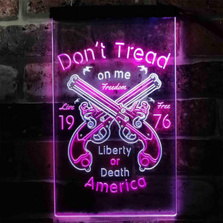 ADVPRO Don't Treat on Me Liberty or Death America Gun 1976  Dual Color LED Neon Sign st6-i3931 - White & Purple
