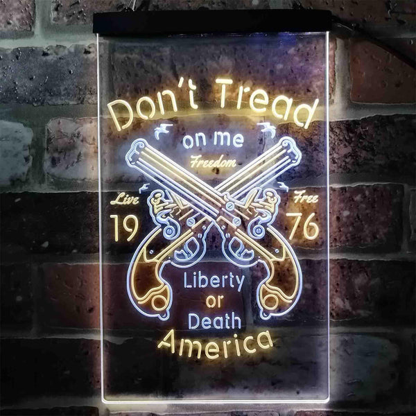 ADVPRO Don't Treat on Me Liberty or Death America Gun 1976  Dual Color LED Neon Sign st6-i3931 - White & Yellow