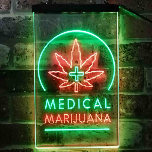ADVPRO Medical Marijuana Cross Hemp Leaf Shop  Dual Color LED Neon Sign st6-i3932 - Green & Red