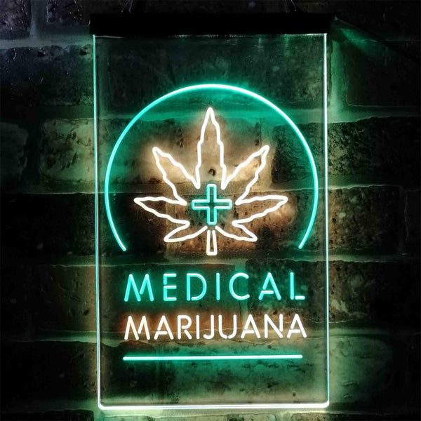 ADVPRO Medical Marijuana Cross Hemp Leaf Shop  Dual Color LED Neon Sign st6-i3932 - Green & Yellow