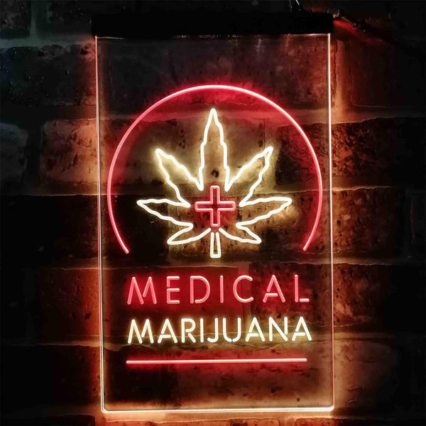 ADVPRO Medical Marijuana Cross Hemp Leaf Shop  Dual Color LED Neon Sign st6-i3932 - Red & Yellow