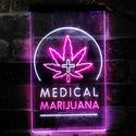 ADVPRO Medical Marijuana Cross Hemp Leaf Shop  Dual Color LED Neon Sign st6-i3932 - White & Purple