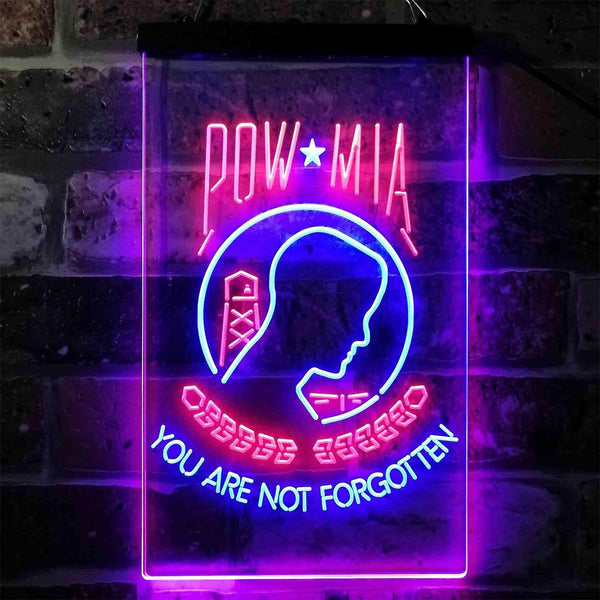 ADVPRO Pow Mia You are not Forgotten National League of Families  Dual Color LED Neon Sign st6-i3935 - Blue & Red