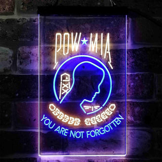 ADVPRO Pow Mia You are not Forgotten National League of Families  Dual Color LED Neon Sign st6-i3935 - Blue & Yellow