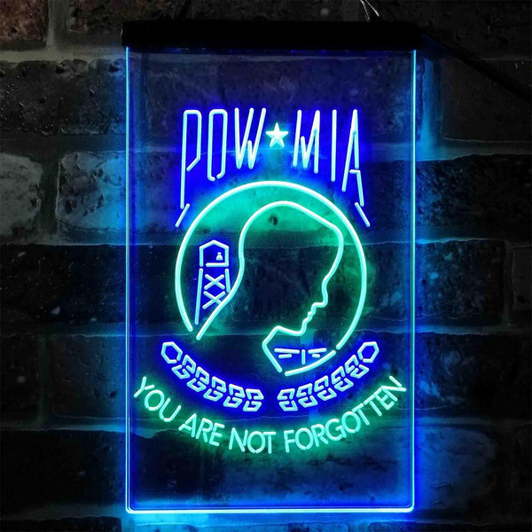 ADVPRO Pow Mia You are not Forgotten National League of Families  Dual Color LED Neon Sign st6-i3935 - Green & Blue