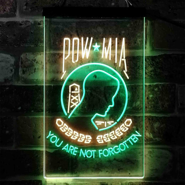 ADVPRO Pow Mia You are not Forgotten National League of Families  Dual Color LED Neon Sign st6-i3935 - Green & Yellow