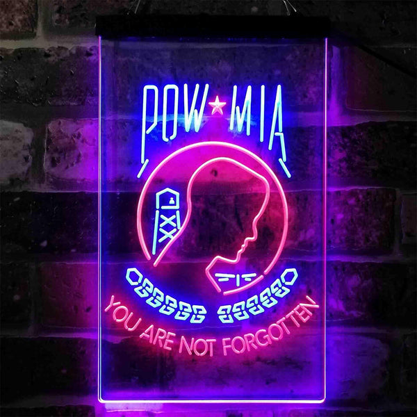 ADVPRO Pow Mia You are not Forgotten National League of Families  Dual Color LED Neon Sign st6-i3935 - Red & Blue