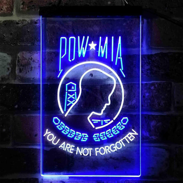 ADVPRO Pow Mia You are not Forgotten National League of Families  Dual Color LED Neon Sign st6-i3935 - White & Blue