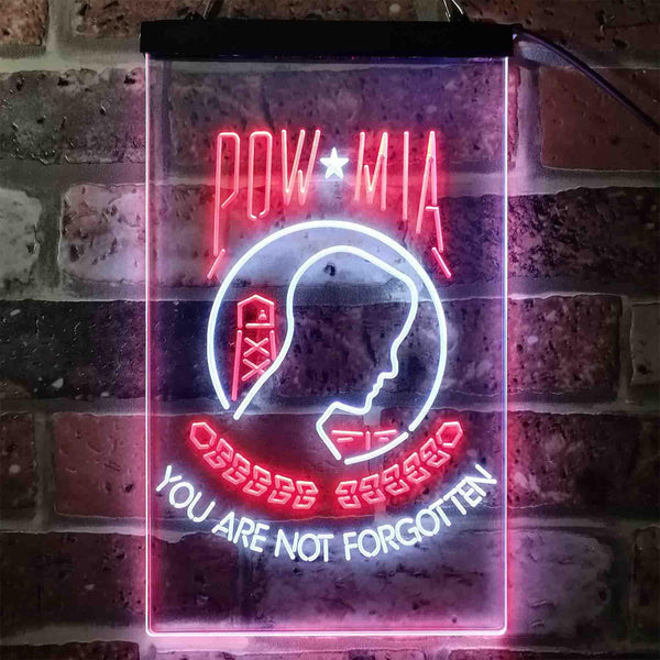 ADVPRO Pow Mia You are not Forgotten National League of Families  Dual Color LED Neon Sign st6-i3935 - White & Red