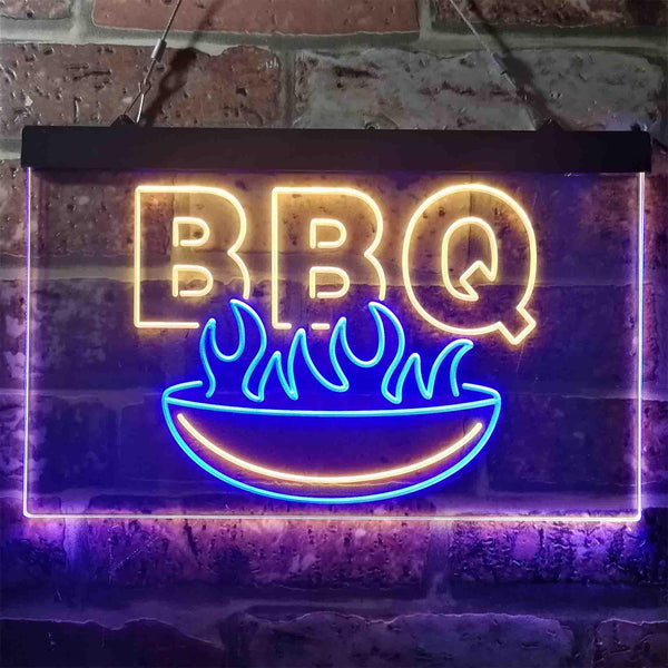 ADVPRO BBQ Fire Home Decoration Dual Color LED Neon Sign st6-i3936 - Blue & Yellow