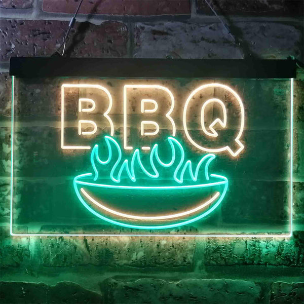 ADVPRO BBQ Fire Home Decoration Dual Color LED Neon Sign st6-i3936 - Green & Yellow