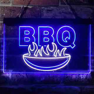 ADVPRO BBQ Fire Home Decoration Dual Color LED Neon Sign st6-i3936 - White & Blue