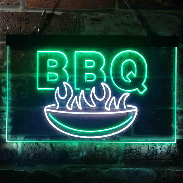 ADVPRO BBQ Fire Home Decoration Dual Color LED Neon Sign st6-i3936 - White & Green