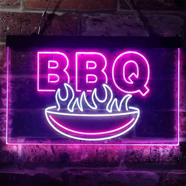 ADVPRO BBQ Fire Home Decoration Dual Color LED Neon Sign st6-i3936 - White & Purple