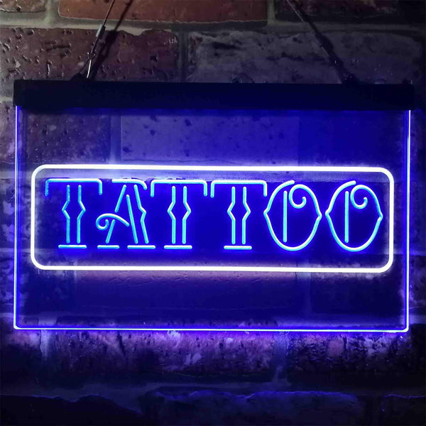 ADVPRO Tattoo Art Wording Dual Color LED Neon Sign st6-i3937 - White & Blue