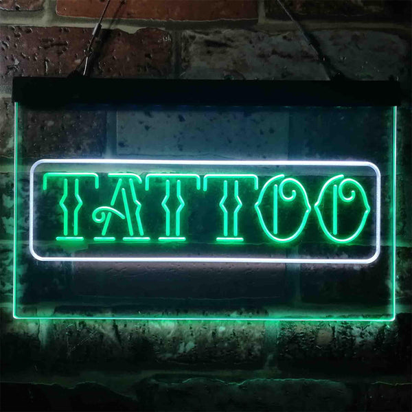 ADVPRO Tattoo Art Wording Dual Color LED Neon Sign st6-i3937 - White & Green