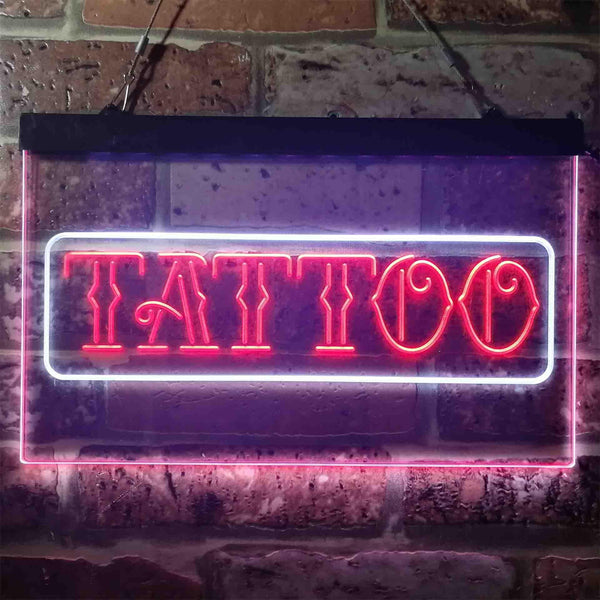 ADVPRO Tattoo Art Wording Dual Color LED Neon Sign st6-i3937 - White & Red
