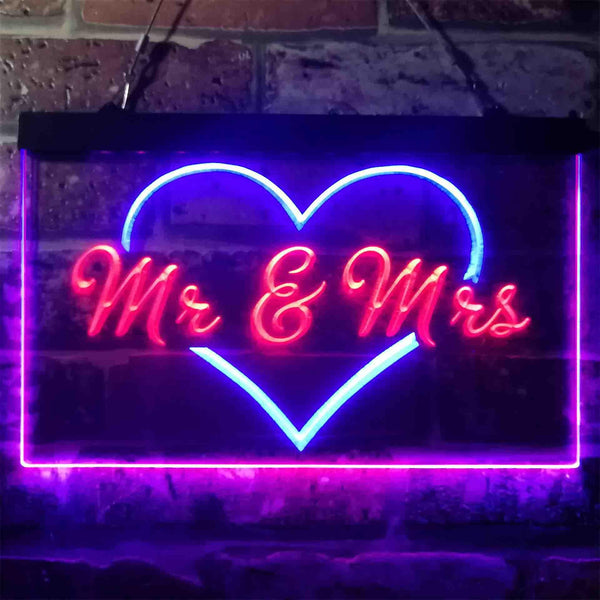 ADVPRO Mr. & Mrs. Wedding Heart Decoration Dual Color LED Neon Sign st6-i3938 - Blue & Red