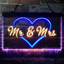 ADVPRO Mr. & Mrs. Wedding Heart Decoration Dual Color LED Neon Sign st6-i3938 - Blue & Yellow