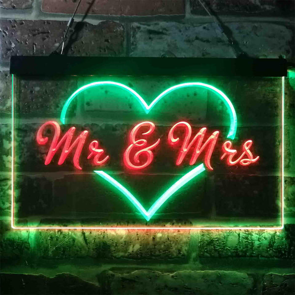 ADVPRO Mr. & Mrs. Wedding Heart Decoration Dual Color LED Neon Sign st6-i3938 - Green & Red