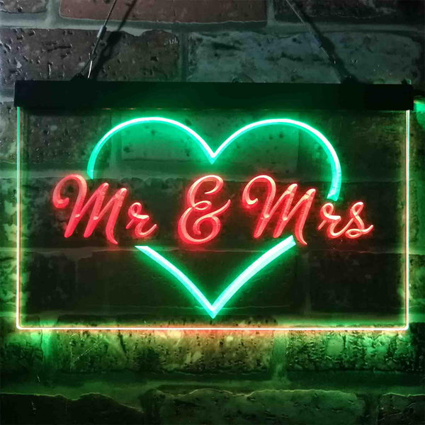 ADVPRO Mr. & Mrs. Wedding Heart Decoration Dual Color LED Neon Sign st6-i3938 - Green & Red