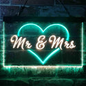 ADVPRO Mr. & Mrs. Wedding Heart Decoration Dual Color LED Neon Sign st6-i3938 - Green & Yellow