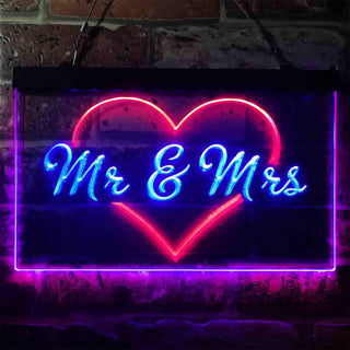 ADVPRO Mr. & Mrs. Wedding Heart Decoration Dual Color LED Neon Sign st6-i3938 - Red & Blue