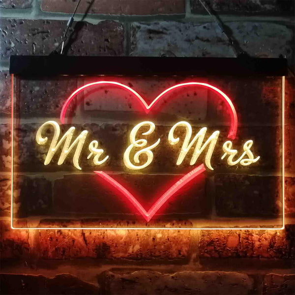 ADVPRO Mr. & Mrs. Wedding Heart Decoration Dual Color LED Neon Sign st6-i3938 - Red & Yellow