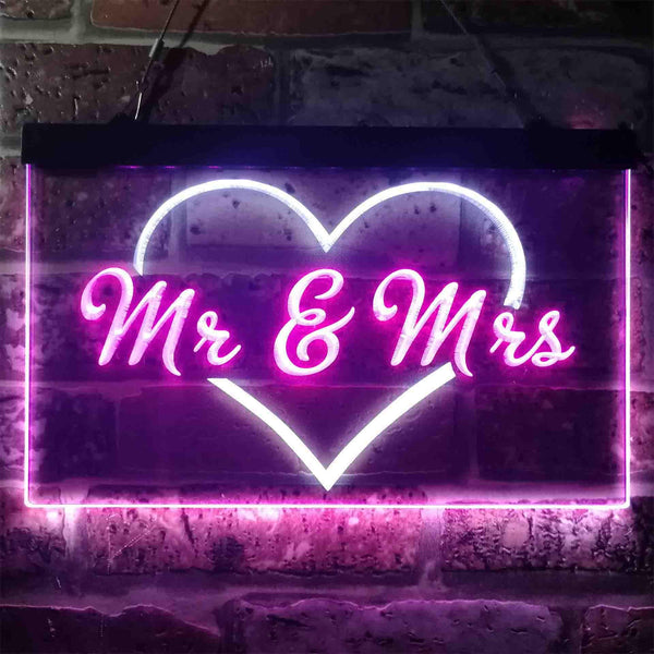 ADVPRO Mr. & Mrs. Wedding Heart Decoration Dual Color LED Neon Sign st6-i3938 - White & Purple