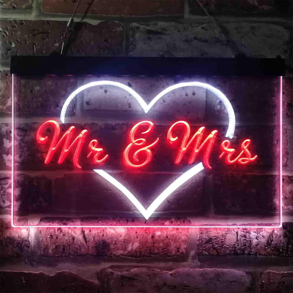 ADVPRO Mr. & Mrs. Wedding Heart Decoration Dual Color LED Neon Sign st6-i3938 - White & Red