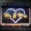 ADVPRO Mr. & Mrs. Wedding Heart Decoration Dual Color LED Neon Sign st6-i3938 - White & Yellow