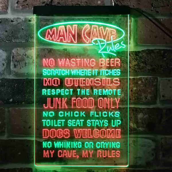 ADVPRO Man Cave Rules No Wasting Beer  Dual Color LED Neon Sign st6-i3939 - Green & Red