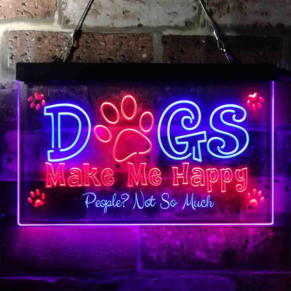 ADVPRO Humor Dogs Make Me Happy Dual Color LED Neon Sign st6-i3940 - Blue & Red