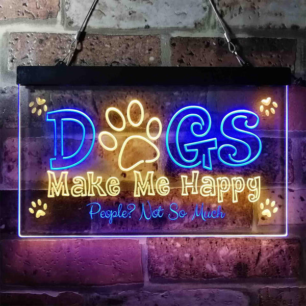 ADVPRO Humor Dogs Make Me Happy Dual Color LED Neon Sign st6-i3940 - Blue & Yellow