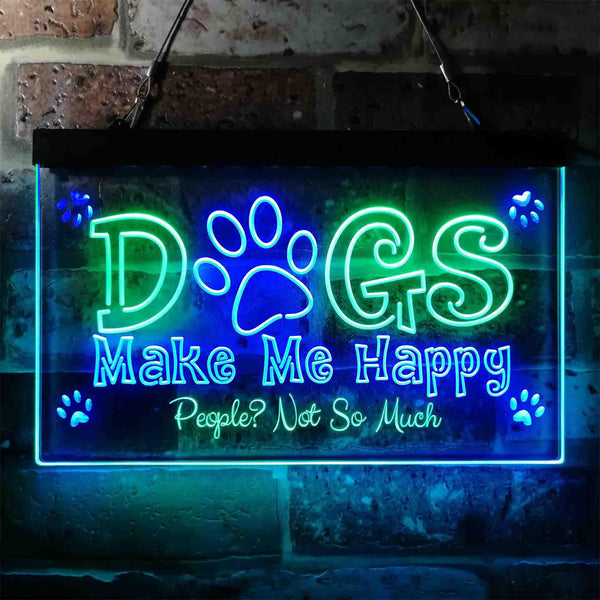 ADVPRO Humor Dogs Make Me Happy Dual Color LED Neon Sign st6-i3940 - Green & Blue