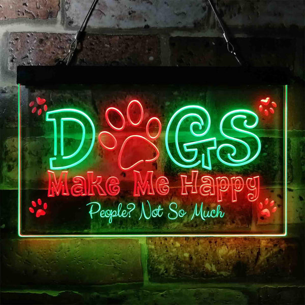 ADVPRO Humor Dogs Make Me Happy Dual Color LED Neon Sign st6-i3940 - Green & Red