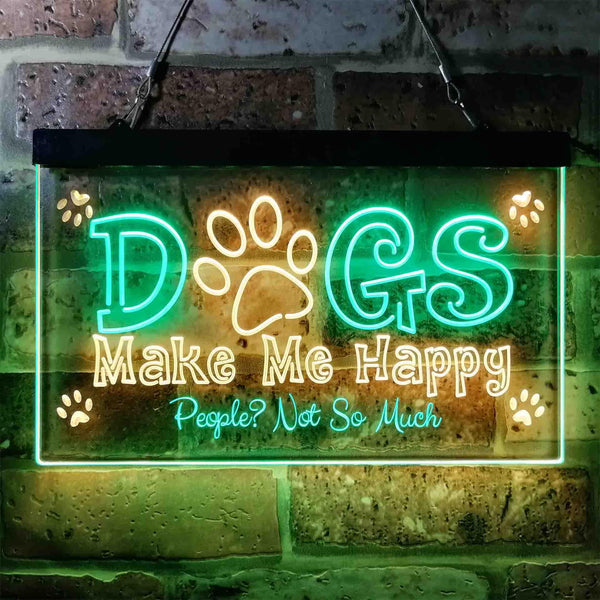 ADVPRO Humor Dogs Make Me Happy Dual Color LED Neon Sign st6-i3940 - Green & Yellow